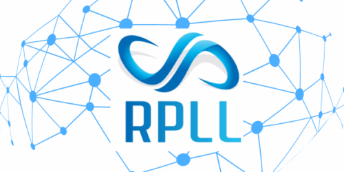 Le logo RPLL (Rencontres Professionnelles du Logiciel Libre) est écrit en bleu au milieu d'un réseau de lignes et de points bleus.